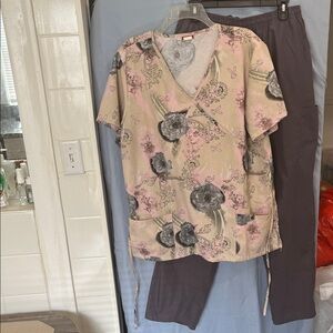 Floral Scrub Top and Pants Set